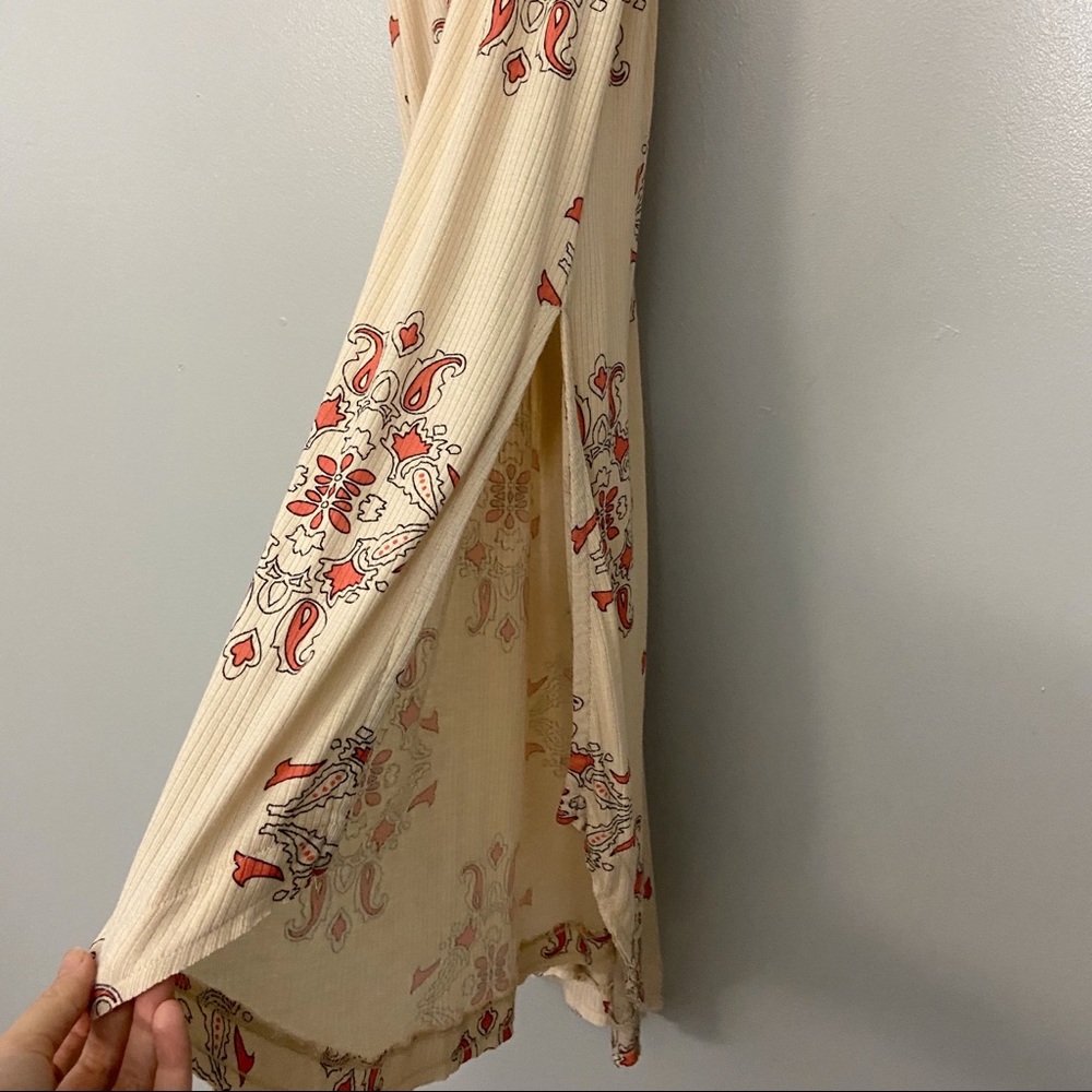 Free People Cream Orange Paisley Tunic Ruffle Top - Picture 6 of 8